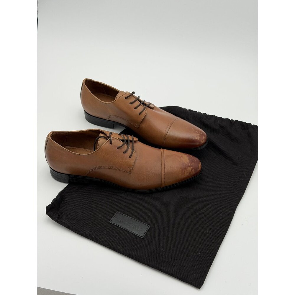 EXPRESS Oxford Dress Shoes Mens 10 Brown Leather‎ Cap Toe Lace Up Formal